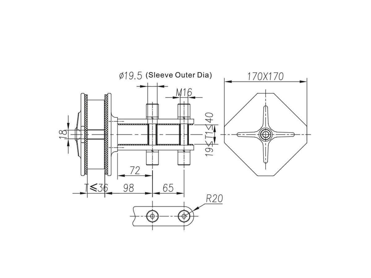 02 J170A71 Кронштейн  AISI 316, PSS KIN LONG