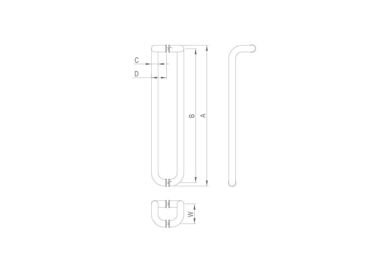 02 KLS42212LR Ручка дверная L=1200 мм, AISI 304, SSS