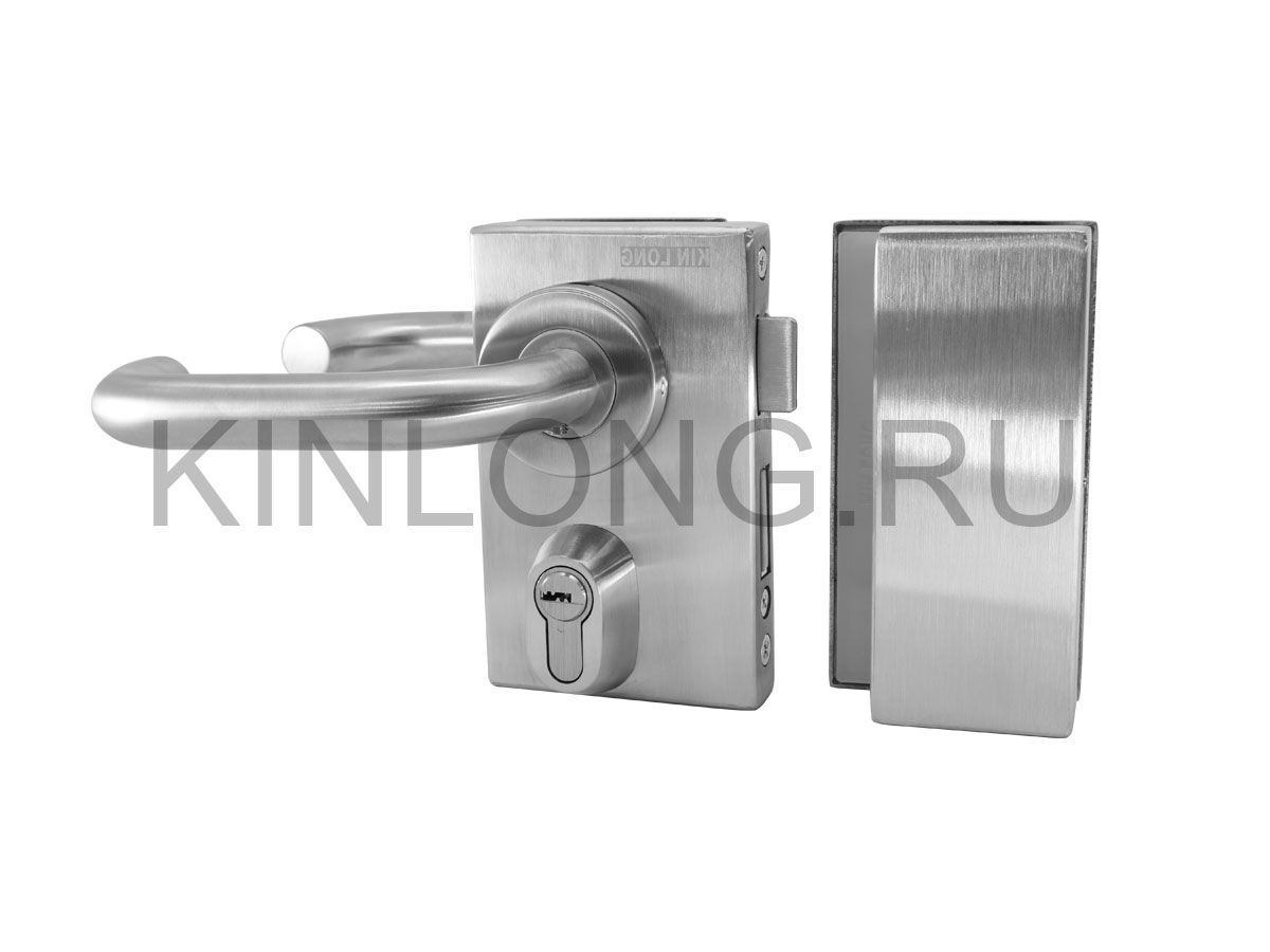 KMS3166L Нажимной гарнитур замок, стекло-стекло, левый, AISI 304, SSS