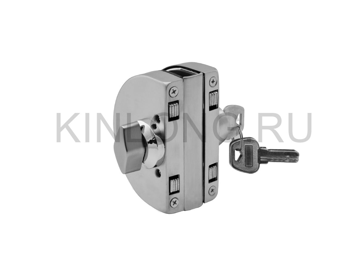 KMS41110 Замок накладной для стеклянной двери с отв. частью на стену AISI 304, SSS