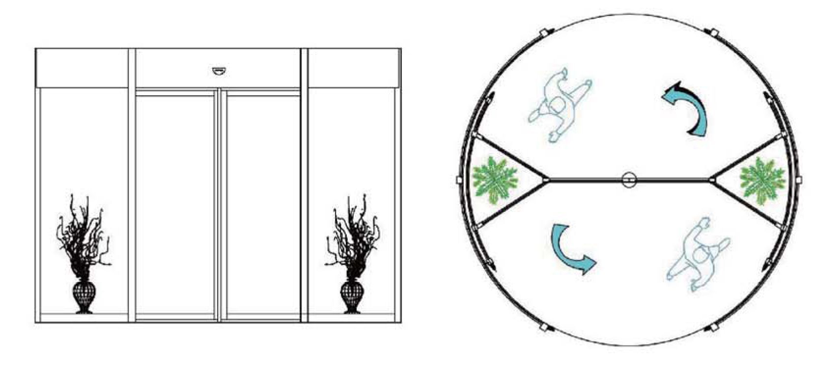 PARD-ZS2000 Карусельная дверь с витринами