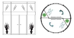 PARD-TF2000DC Карусельная дверь с двойной крышей, интегрированной раздвижной дверью и витринами