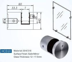 HCD10 Стеклодержатель 180⁰; Т=13,52мм, AISI 316, SSS