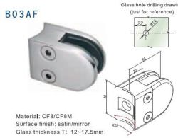 B03AF Стеклодержатель для стоек ограждений, AISI 316, SSS